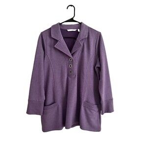 Soft Surroundings Golden Age Sweater Size Petite M Purple Boho Tunic Top